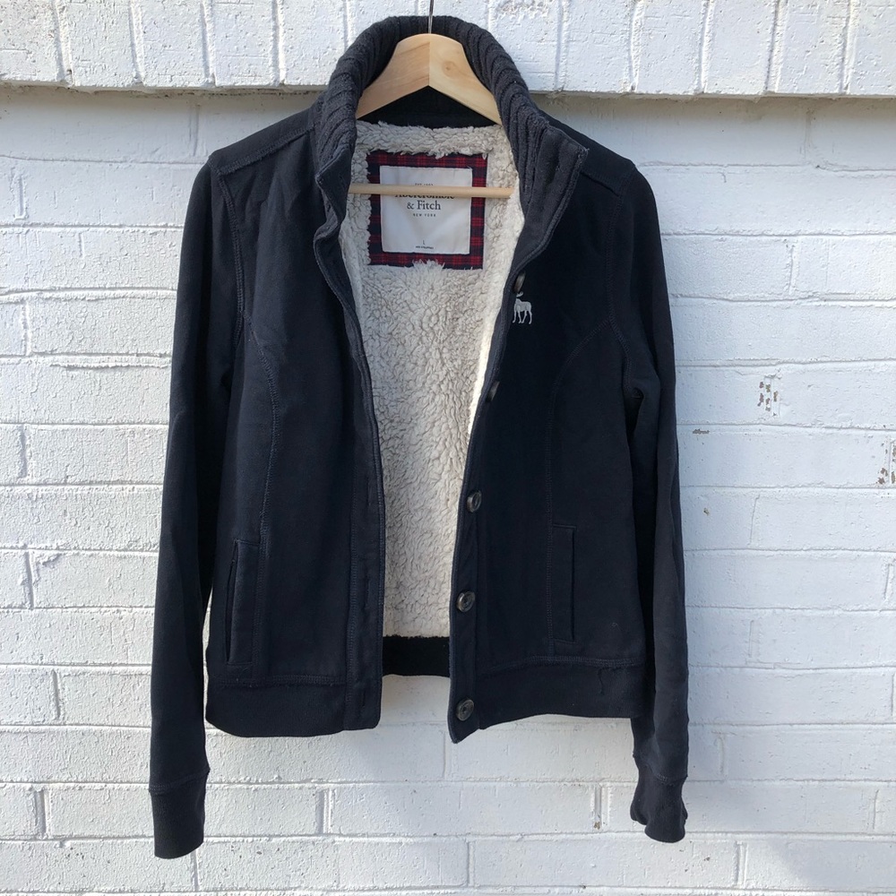 A&F Navy Sherpa Jacket